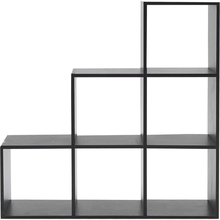 Librería estanteria rebecca mobili negro 6 cuartos mdf organización 97,5x97,5x29