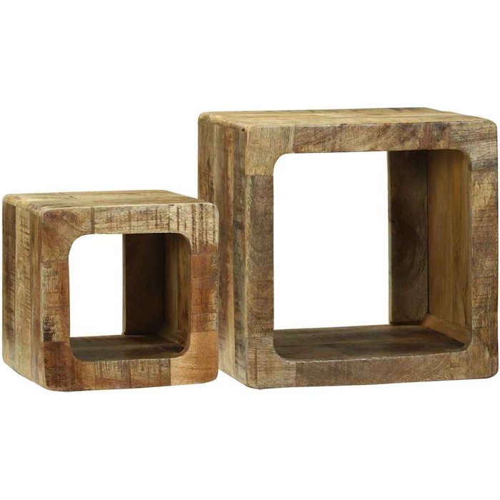Unidad de televisión 2 piezas marrón madera maciza de mango rugosa