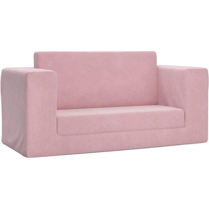 Sofá cama para ni?os de 2 plazas felpa suave rosa - comfortxl