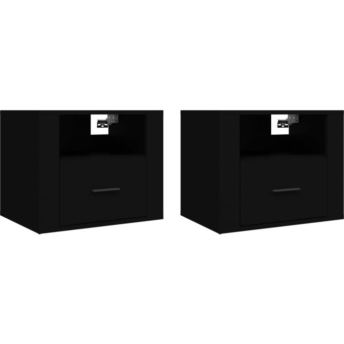 Mesitas de noche de pared 2 uds negro 50x36x40 cm