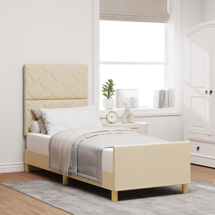 Estructura de cama con cabecera crema 80 x 200 cm tela vidaxl