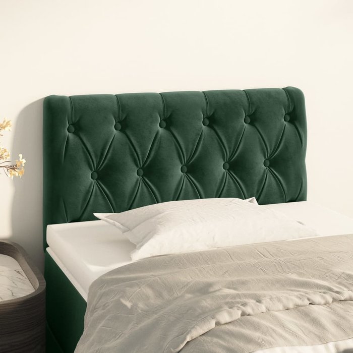 Cabecero de terciopelo verde oscuro 80x7x78/88 cm - comfortxl
