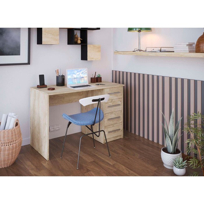 Escritorio same 4 cajones 110x56x74 cm roble talesa