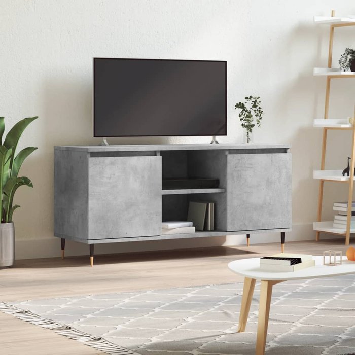 Vidaxl mueble de tv madera de ingeniería gris hormigón 104x35x50 cm