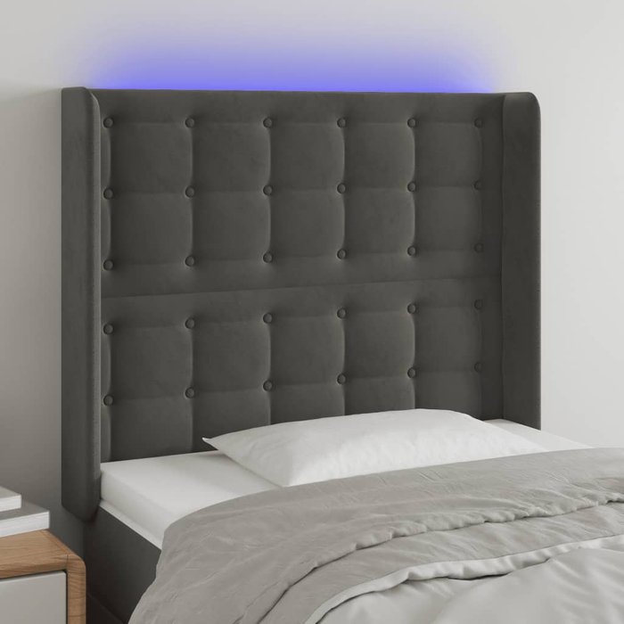 Maison exclusive - cabecero con led de terciopelo gris oscuro 93x16x118/128 cm