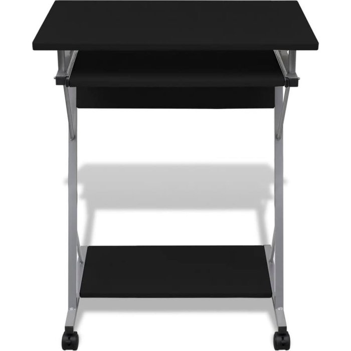 Escritorio compacto de ordenador con bandeja de teclado negro - comfortxl