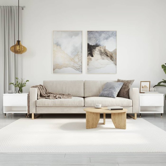 Mesas centro 2 unidades madera ingeniería blanco brillo 50x46x50 cm