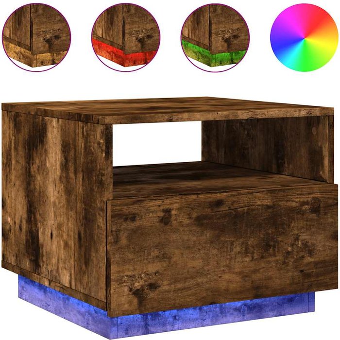 Mesa de centro con luces led roble ahumado 50x49x40 cm - comfortxl
