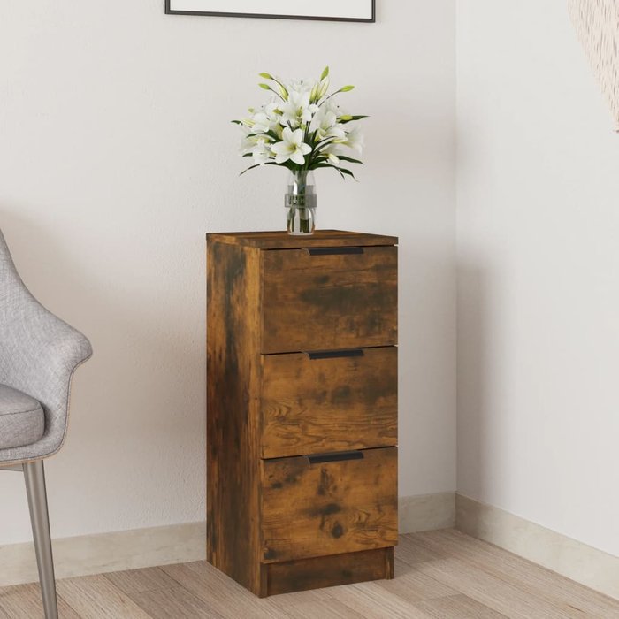Maison exclusive - aparador madera contrachapada color roble ahumado 30x30x70 cm