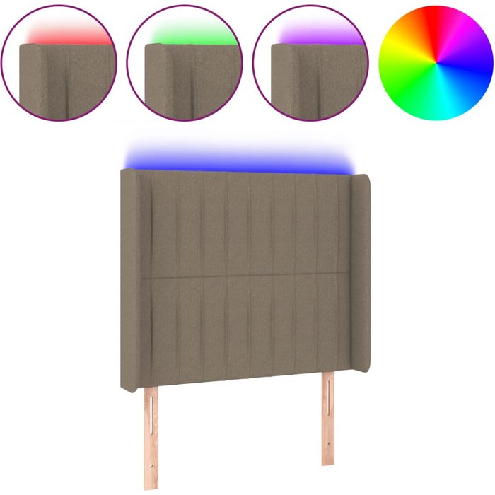 Cabecero cama - mueble cabecero con led de tela gris taupe 93x16x118/128 cm
