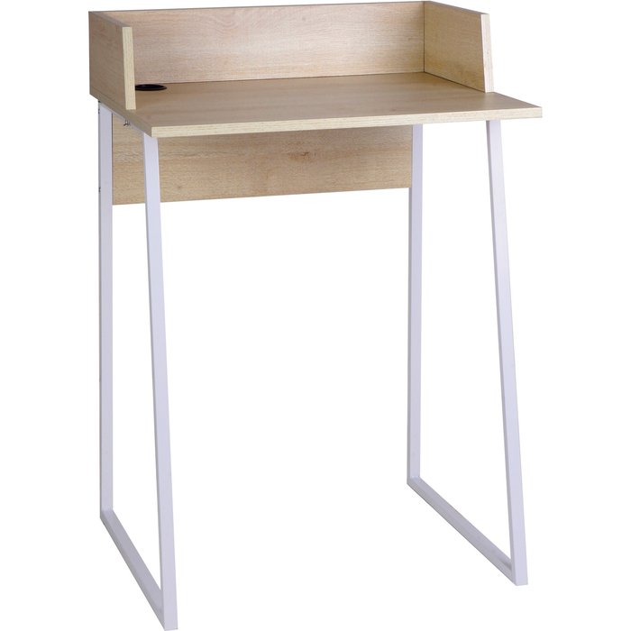 Escritorio essential de hispanohogar, en melamina color roble y blanco