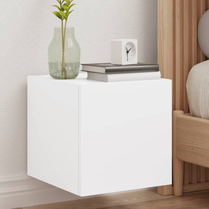 Vidaxl muebles de tv de pared con luces led 2 uds blanco 30,5x35x30 cm