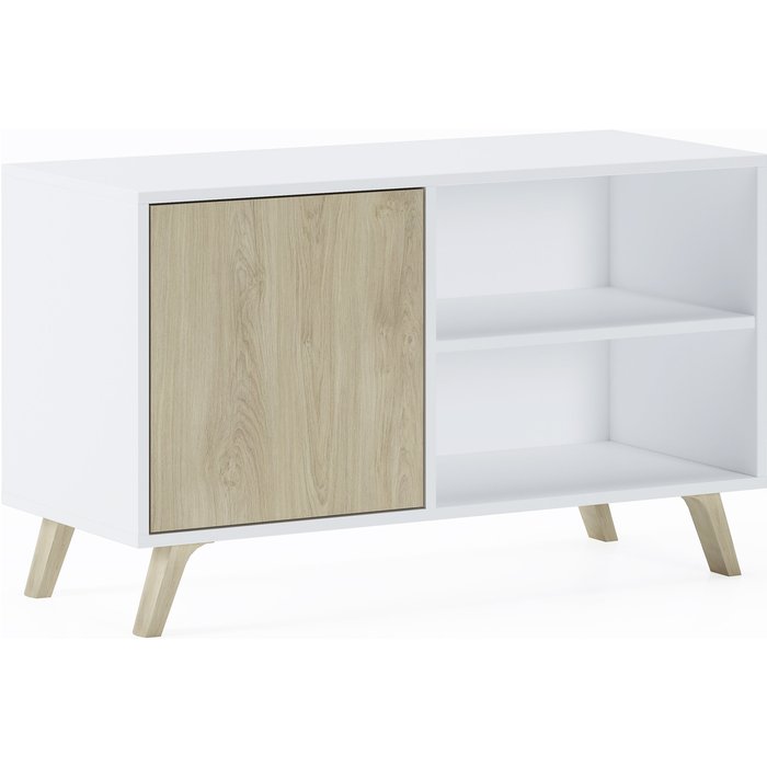 Mueble tv modelo wind, color blanco/puccini, medidas 95x40x57cm