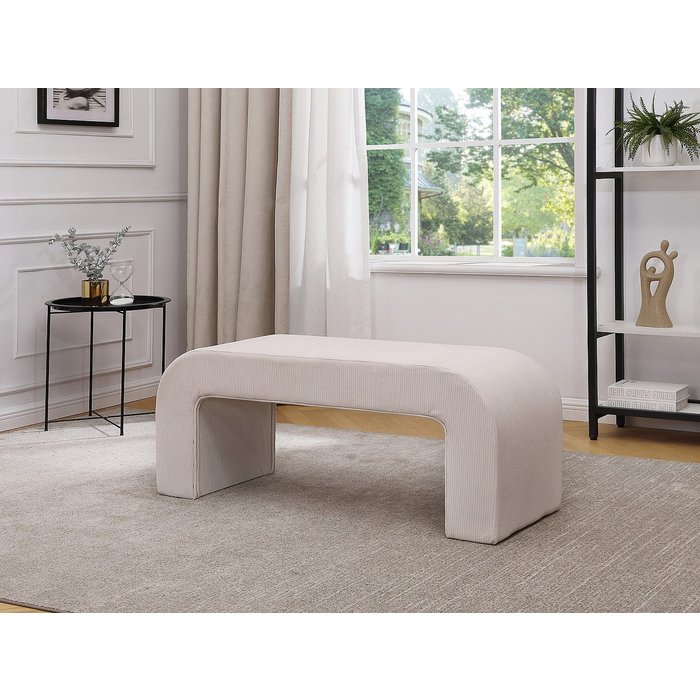 Banco de terciopelo de canalé - crema - calvelo