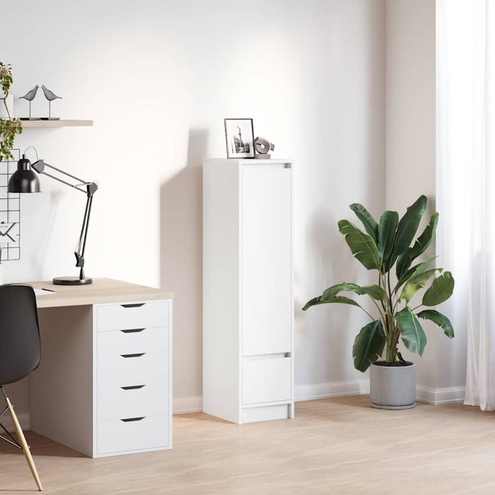 Maison exclusive - aparador alto blanco 29,5x34x119,5 cm madera de ingeniería