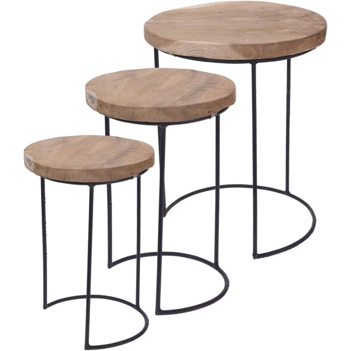 Wellhome juego de 3 mesas auxiliares redondas metal ø18ø28ø38cm