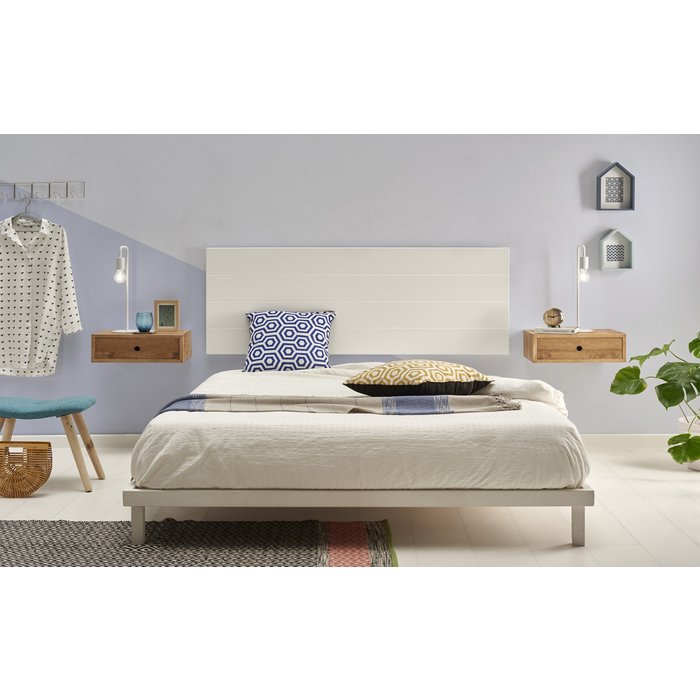 Cabecero madera maciza natural | acabado en color blanco