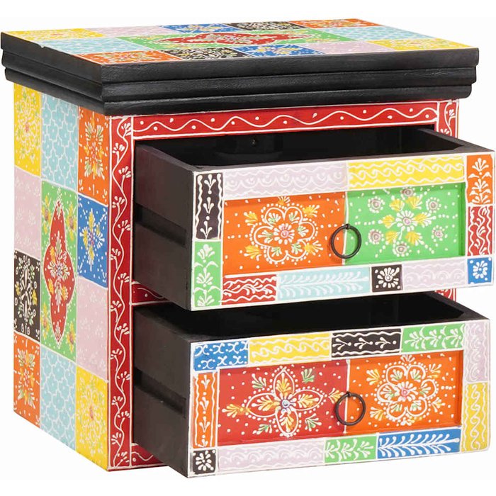 Mesita de noche con cajón, multicolor, 40 x 30 x 40 cm
