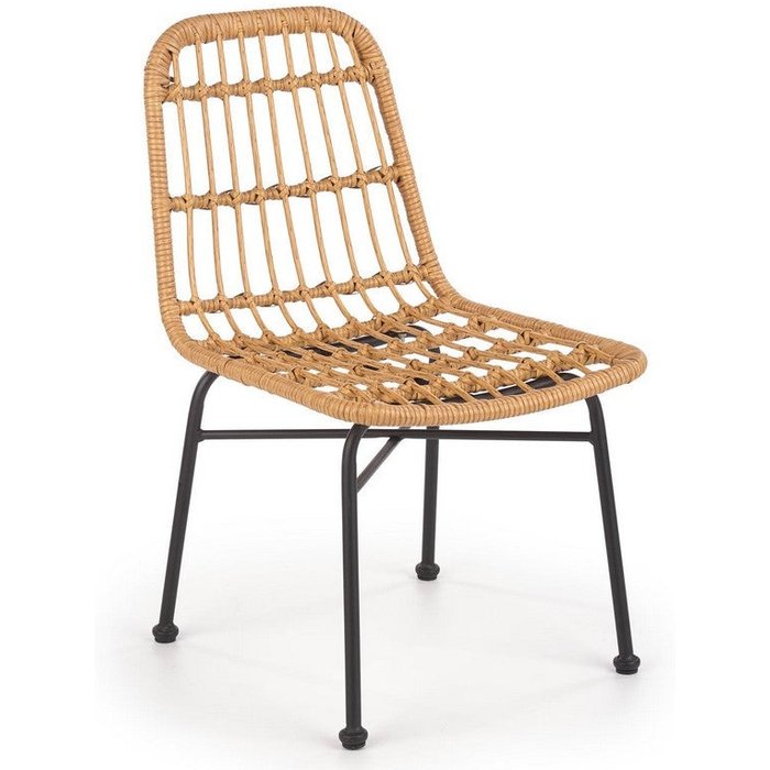 Silla solo de ratán sintético con patas de acero negro