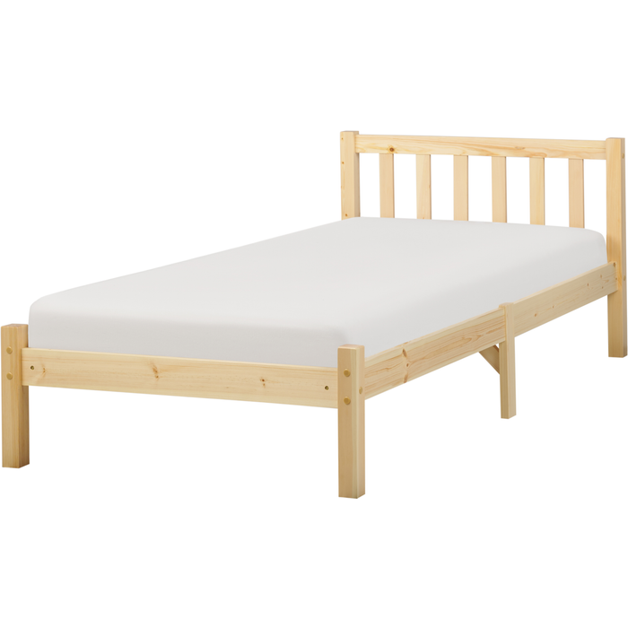 Beliani cama madera de pino florac 90 x 200 cm marrón claro