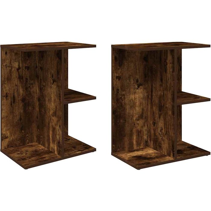 Mesita noche 2 uds madera ingeniería roble ahumado 46,5x29x61cm - comfortxl