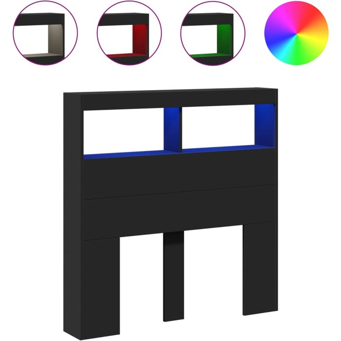 Cabecero de cama con led negro 100x17x102 cm - comfortxl