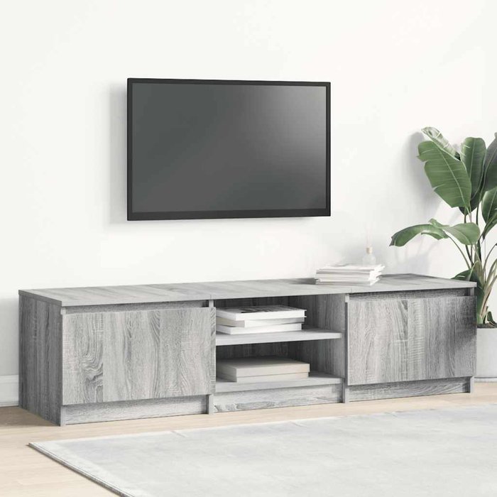 Mueble de tv sonoma, gris, 140x40x35,5 cm, madera de ingeniería
