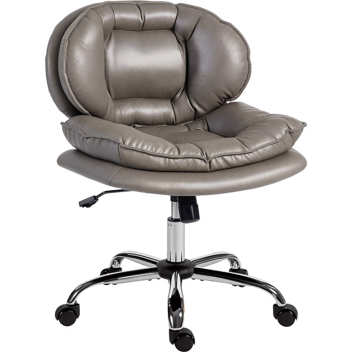 Silla de oficina homcom cuero sintético gris oscuro 60x65x93 cm 921-887v00cg