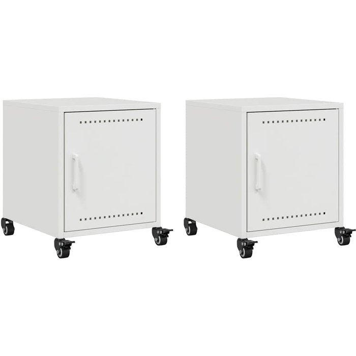 Mesitas de noche 2 unidades acero blanco 36x39x43,5 cm - comfortxl