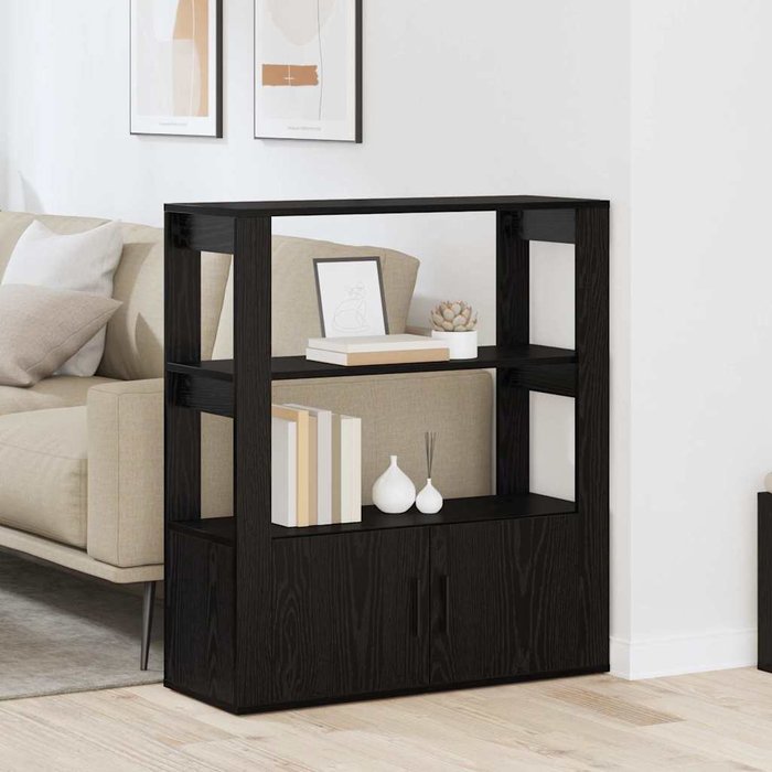 Maison exclusive - vitrina roble negro 30 x 80 x 90 cm madera contrachapada