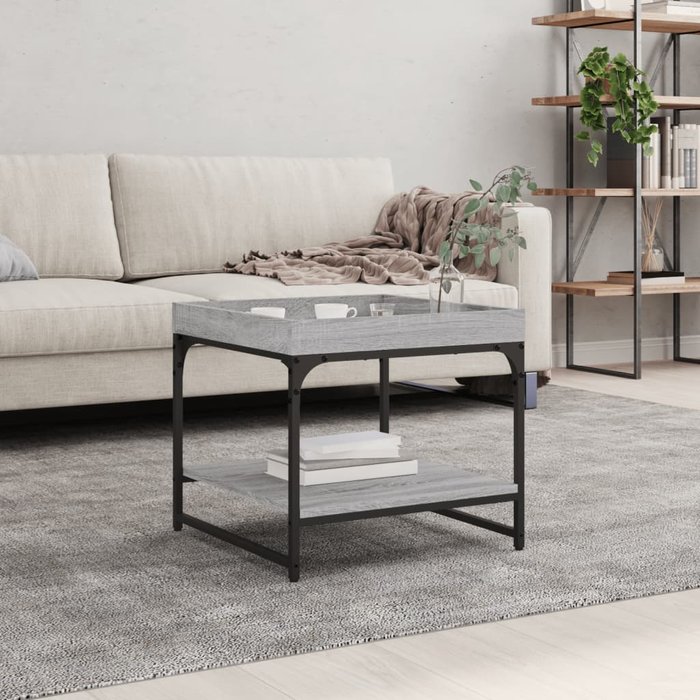 Mesa de centro sonoma gris, 49,5 x 49,5 x 45 cm, madera de ingeniería. - pangivo