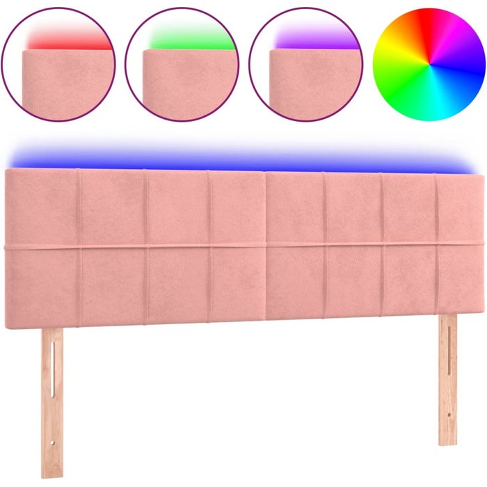 Cabecero con led de terciopelo rosa 144x5x78/88 cm - comfortxl