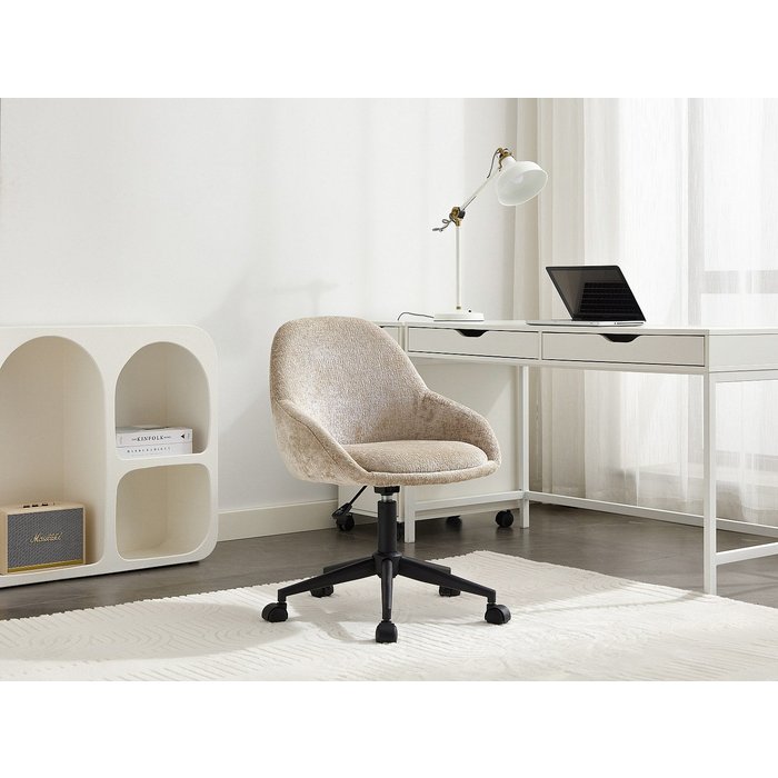 Silla de oficina - terciopelo - beige - altura regulable - naody