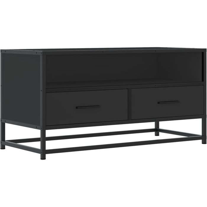 Mueble tv laminado en madera y metal negro 80x34,5x40 cm - comfortxl