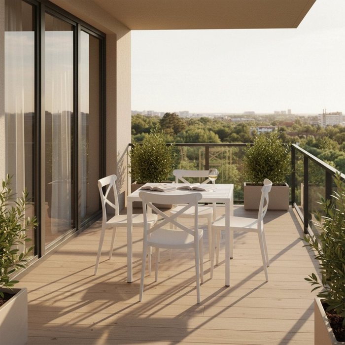 Packs 4 sillas polipropileno blanco 48 x 81 cm