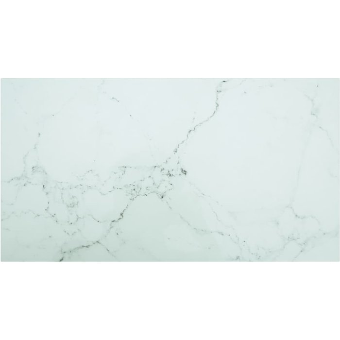 Tablero blanco de 120x65 cm con cristal templado de 8 mm y diseño de mármol.
