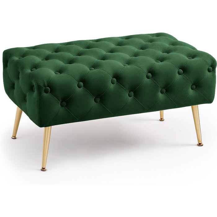 Banco acolchado de terciopelo capitoné 80 cm madrid verde botella