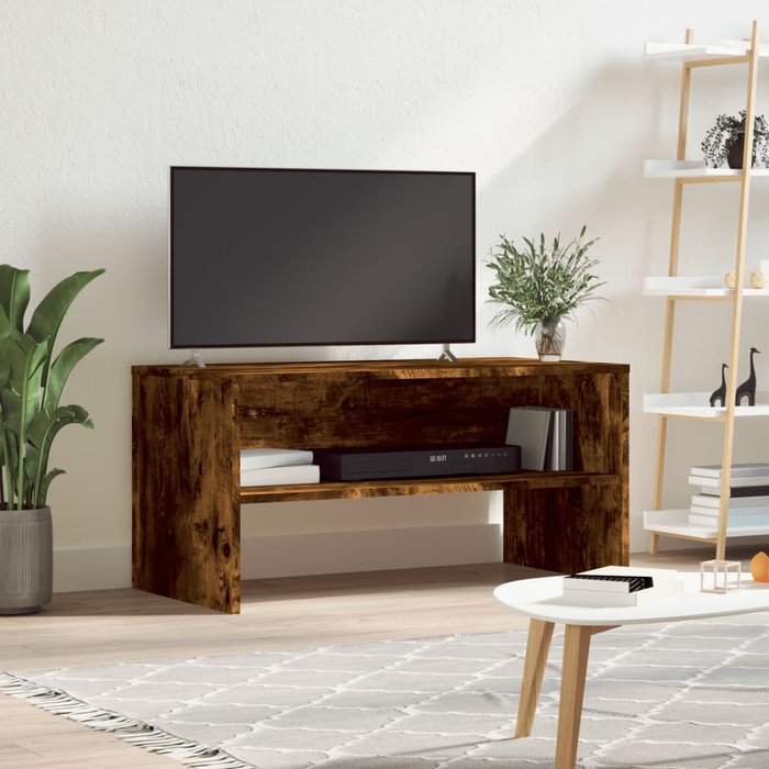 Mueble tv roble ahumado 80x40x40 cm madera contrachapada
