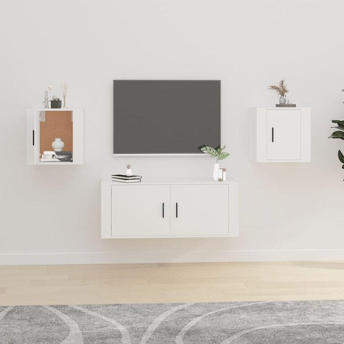Mueble de tv de pared de 2 piezas, blanco, 40x34,5x40 cm
