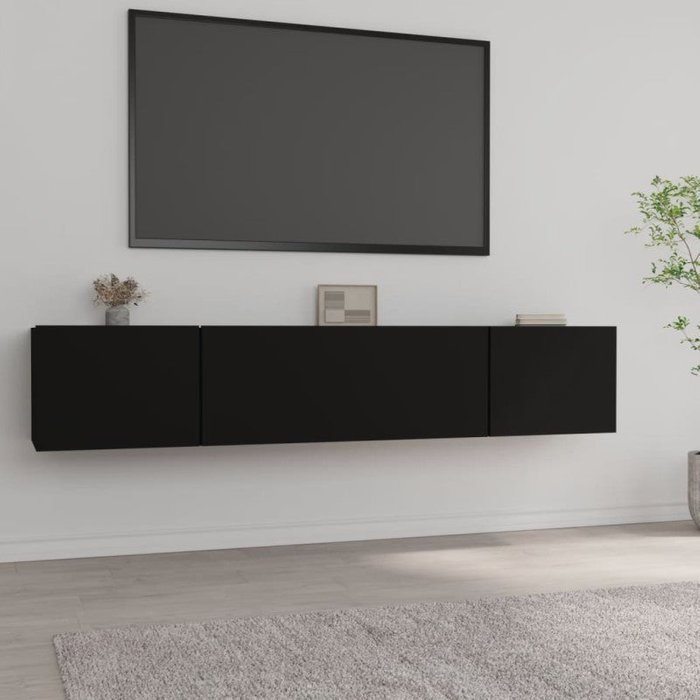 Vidaxl muebles para tv 2 uds madera contrachapada negro 80x30x30 cm
