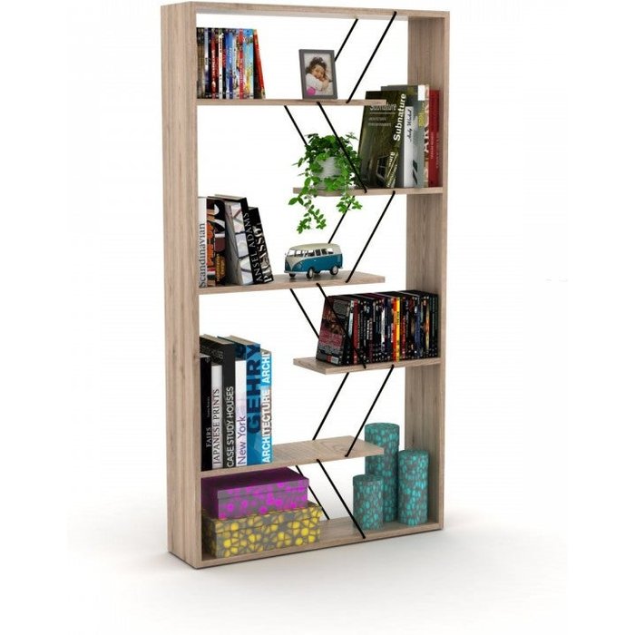 Librería moderna divisoria moderna de roble negro 84 x 22 x 157 h cm