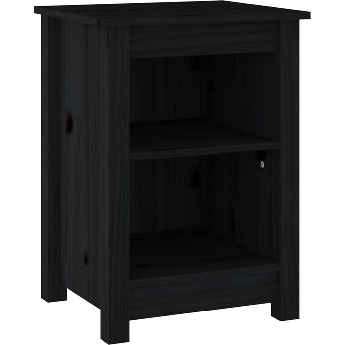 Mesita de noche madera maciza de pino negro 40x35x55 cm - comfortxl