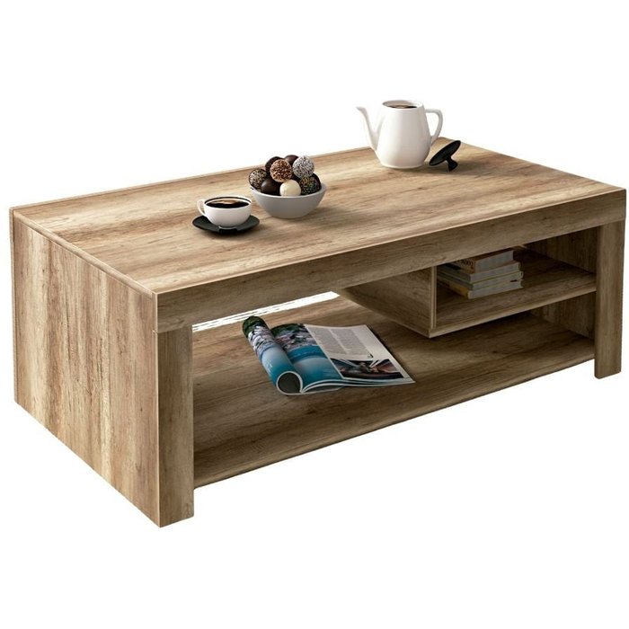 Mesa de centro texas diseño fijo natural 40x110,2x60 cm