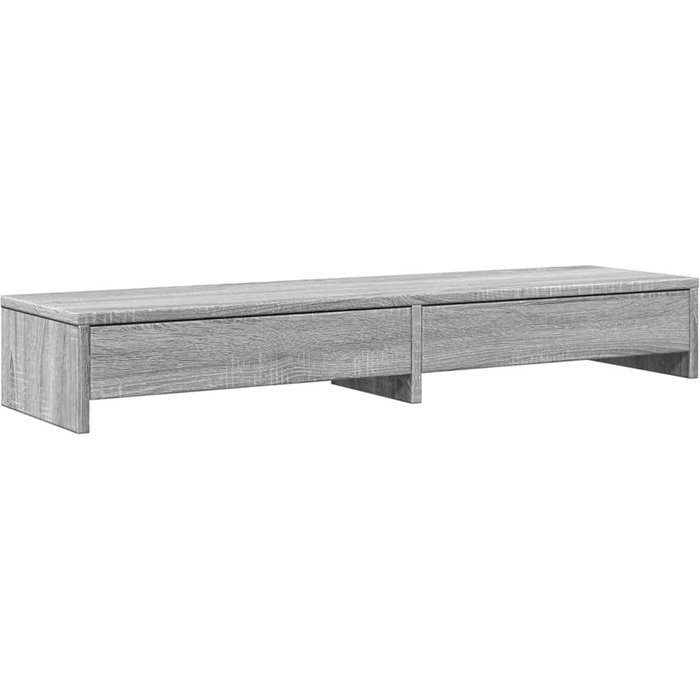 Soporte de monitor con cajones madera gris sonoma 100x27x15 cm
