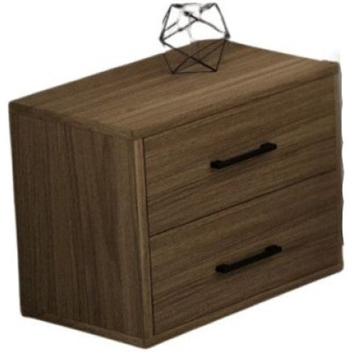 Comodino de noce natural 2 cajones 36x52x43