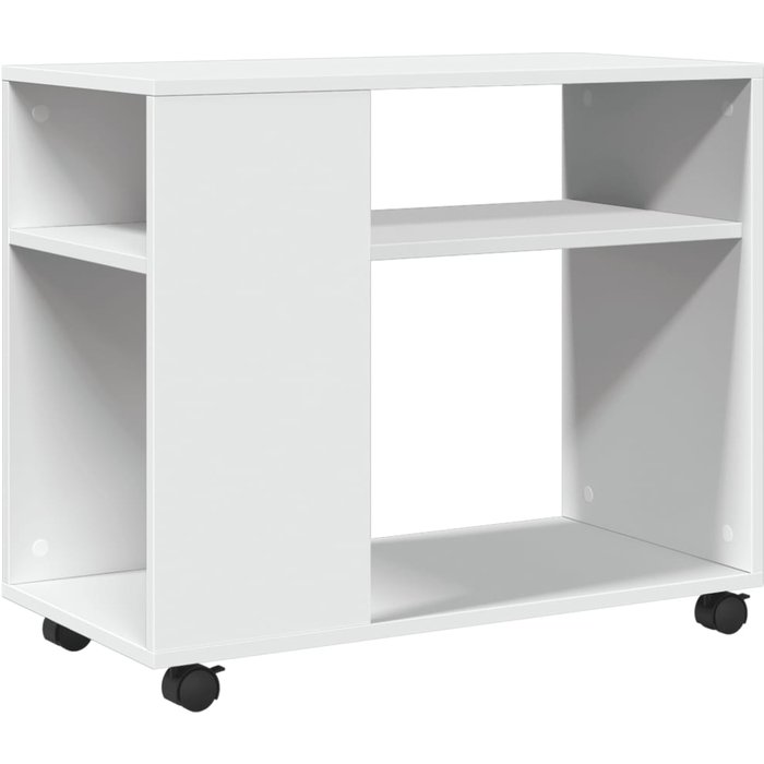 Mesa auxiliar con ruedas madera ingeniería blanco 70x35x60 cm - comfortxl