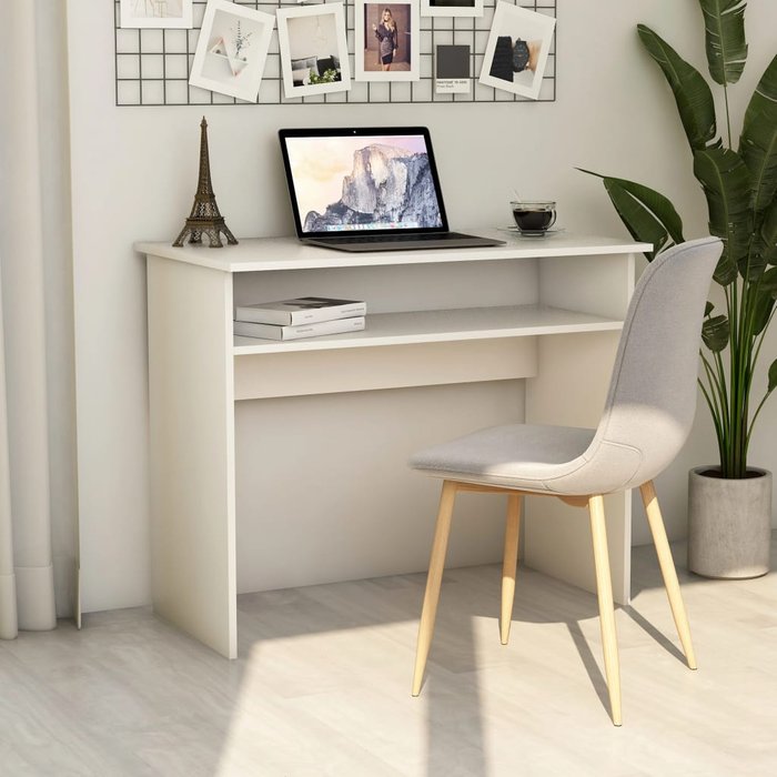 Maison exclusive - escritorio de madera contrachapada blanco 90x50x74 cm