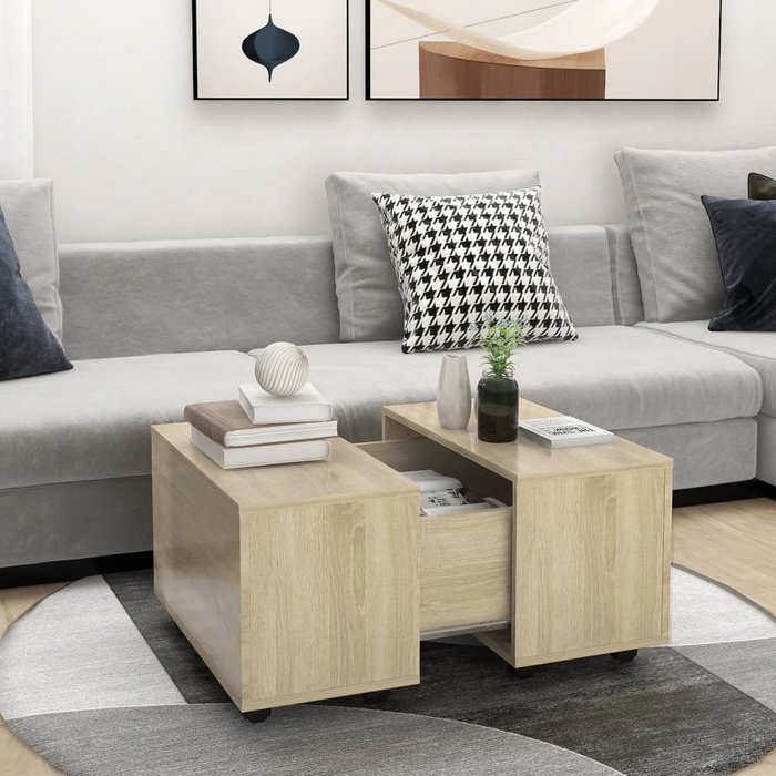 Mesa de centro roble sonoma 60x60x38 cm aglomerado