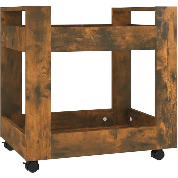 Carrito con ruedas en contrachapado de roble ahumado 60x45x60 cm - comfortxl