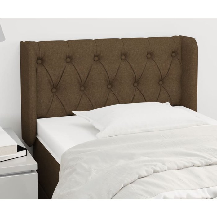 Cabecero de tela marrón oscuro 83x16x78/88 cm